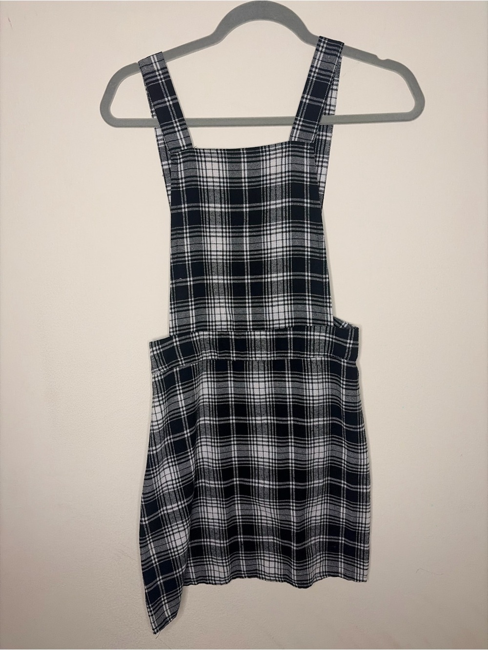 SHEIN Black and White Plaid Pinafore Mini Dress